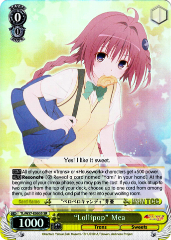 TL/W37-E003S “Lollipop” Mea (Foil) - To Loveru Darkness 2nd English Weiss Schwarz Trading Card Game