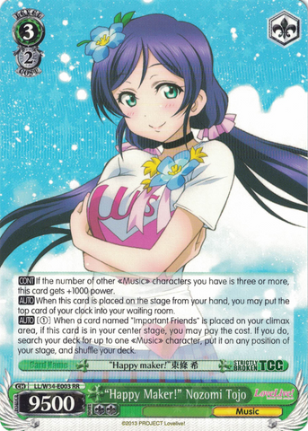 LL/W34-E003 "Happy Maker!" Nozomi Tojo - Love Live! Vol.2 English Weiss Schwarz Trading Card Game