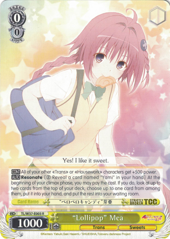 TL/W37-E003 “Lollipop” Mea - To Loveru Darkness 2nd English Weiss Schwarz Trading Card Game