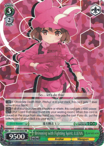 GGO/S59-E003 Brimming with Fighting Spirit, LLENN - SAO Alternative – Gun Gale Online – English Weiss Schwarz Trading Card Game