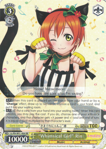 LL/EN-W01-004 "Whimsical Girl" Rin - Love Live! DX English Weiss Schwarz Trading Card Game
