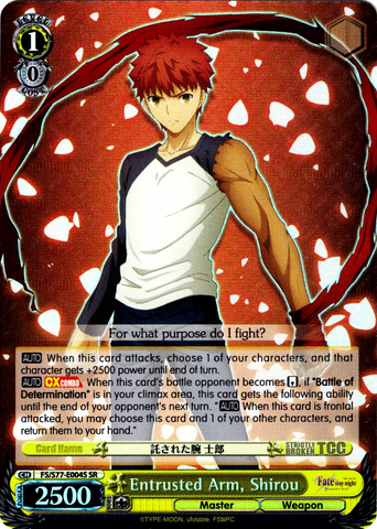FS/S77-E004S Entrusted Arm, Shirou (Foil) - Fate/Stay Night Heaven's Feel Vol. 2 English Weiss Schwarz Trading Card Game
