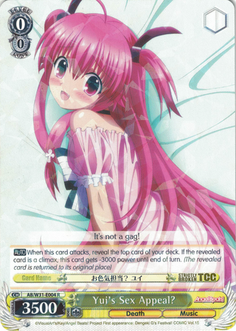 AB/W31-E004 Yui's Sex Appeal? - Angel Beats! Re:Edit English Weiss Schwarz Trading Card Game
