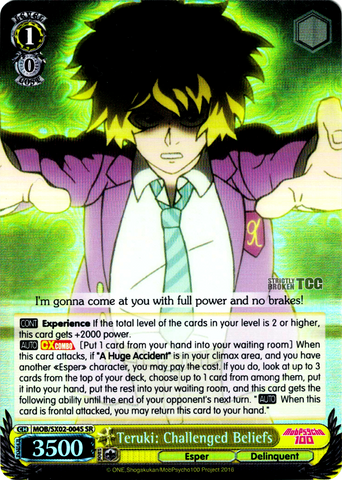 MOB/SX02-004S Teruki: Challenged Beliefs (Foil) - Mob Psycho 100 English Weiss Schwarz Trading Card Game