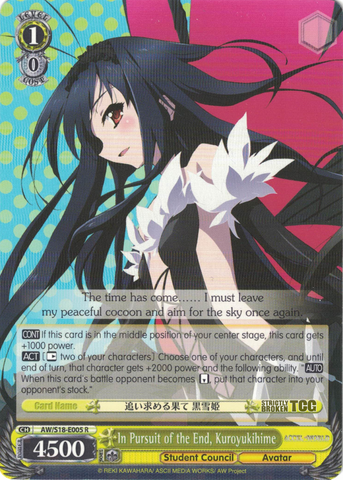 AW/S18-E005 In Pursuit of the End, Kuroyukihime - Accel World English Weiss Schwarz Trading Card Game