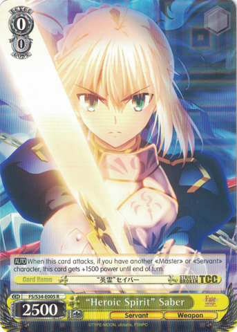 FS/S34-E005 "Heroic Spirit" Saber - Fate/Stay Night Unlimited Bladeworks Vol.1 English Weiss Schwarz Trading Card Game