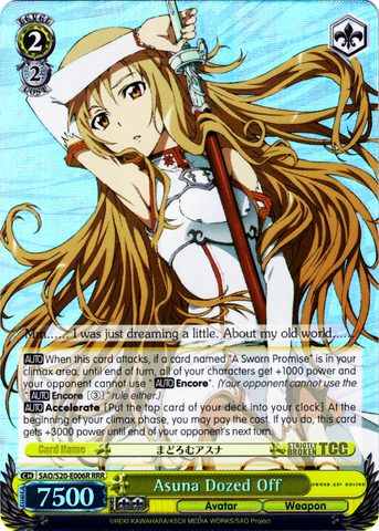 SAO/S20-E006R Asuna Dozed Off (Foil) - Sword Art Online English Weiss Schwarz Trading Card Game