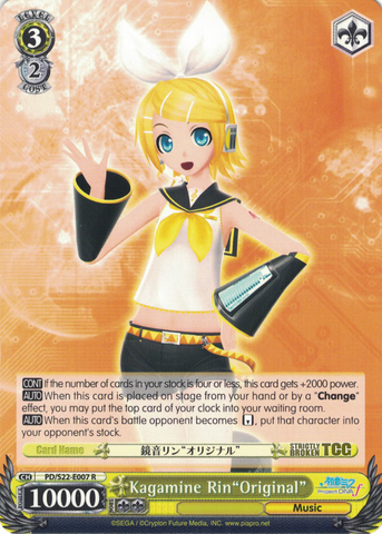 PD/S22-E007 Kagamine Rin"Original" - Hatsune Miku -Project DIVA- ƒ English Weiss Schwarz Trading Card Game
