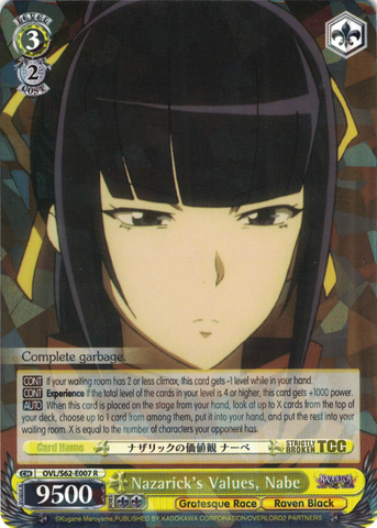 OVL/S62-E007 Nazarick's Values, Nabe - Nazarick: Tomb of the Undead English Weiss Schwarz Trading Card Game