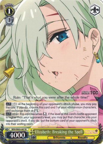 SDS/SX03-007 Elizabeth: Breaking the Spell - The Seven Deadly Sins English Weiss Schwarz Trading Card Game