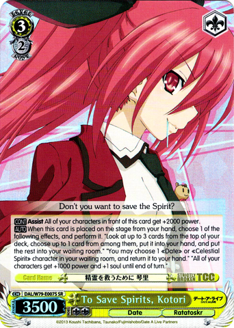 DAL/W79-E007S To Save Spirits, Kotori (Foil) - Date A Live English Weiss Schwarz Trading Card Game