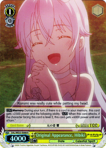 DAL/WE33-E008 Original Appearance, Hibiki (Foil) - Date A Bullet Extra Booster English Weiss Schwarz Trading Card Game