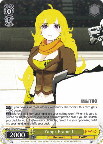 RWBY/WX03-008 Yang: Framed - RWBY English Weiss Schwarz Trading Card Game