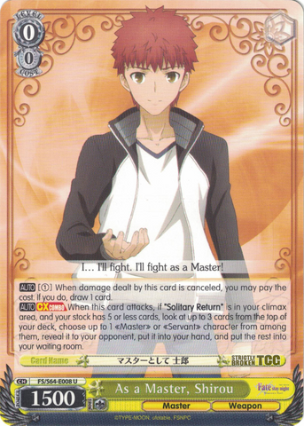 FS/S64-E008 As a Master, Shirou - Fate/Stay Night Heaven's Feel Vol.1 English Weiss Schwarz Trading Card Game