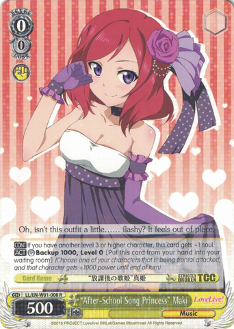 LL/EN-W01-008 "After-School Song Princess" Maki - Love Live! DX English Weiss Schwarz Trading Card Game