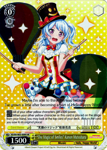 BD/EN-W03-009H "The Magic of Smiles" Kanon Matsubara (Foil) - Bang Dream Girls Band Party! MULTI LIVE English Weiss Schwarz Trading Card Game