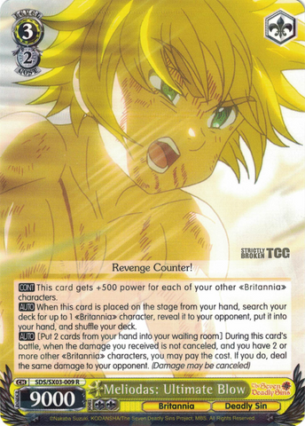SDS/SX03-009 Meliodas: Ultimate Blow - The Seven Deadly Sins English Weiss Schwarz Trading Card Game