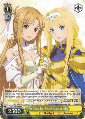 SAO/S80-E009 Are These Two Rivals? Asuna & Alice - Sword Art Online -Alicization- Vol. 2 English Weiss Schwarz Trading Card Game