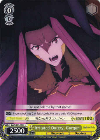 FGO/S75-E009 Irritated Outcry, Gorgon - Fate/Grand Order Absolute Demonic Front: Babylonia English Weiss Schwarz Trading Card Game