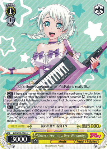 BD/W73-E009 Sincere Feelings, Eve Wakamiya - Bang Dream Vol.2 English Weiss Schwarz Trading Card Game