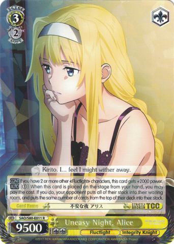 SAO/S80-E011 Uneasy Night, Alice - Sword Art Online -Alicization- Vol. 2 English Weiss Schwarz Trading Card Game