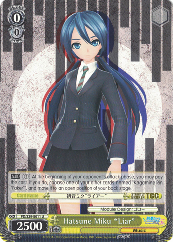 PD/S29-E011 Hatsune Miku "Liar" - Hatsune Miku: Project DIVA F 2nd English Weiss Schwarz Trading Card Game