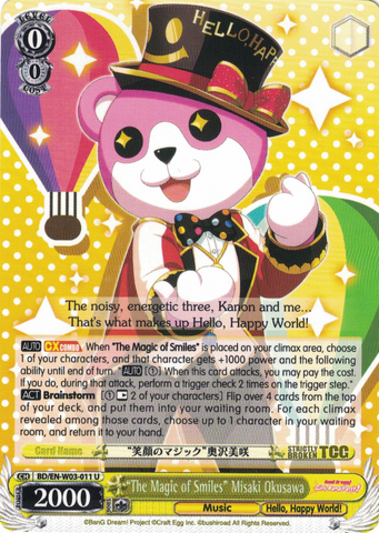BD/EN-W03-011 "The Magic of Smiles" Misaki Okusawa - Bang Dream Girls Band Party! MULTI LIVE English Weiss Schwarz Trading Card Game