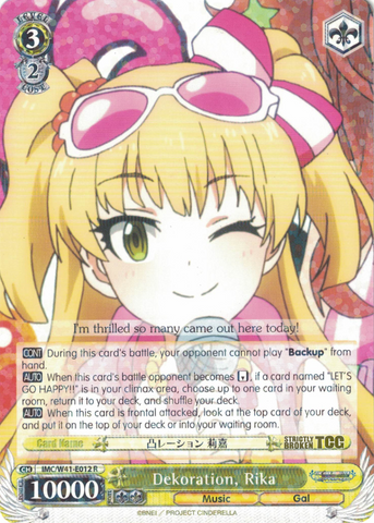 IMC/W41-E012 Dekoration, Rika - The Idolm@ster Cinderella Girls English Weiss Schwarz Trading Card Game