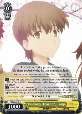 FS/S64-E013 Friendly Teacher, Taiga - Fate/Stay Night Heaven's Feel Vol.1 English Weiss Schwarz Trading Card Game