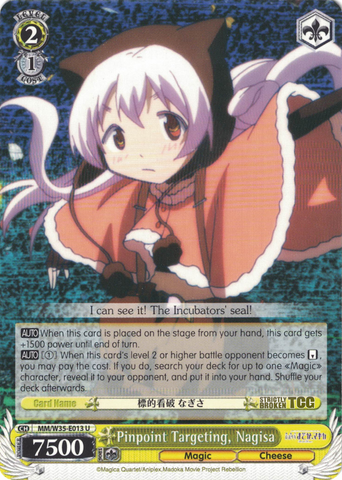 MM/W35-E013 Pinpoint Targeting, Nagisa - Puella Magi Madoka Magica The Movie -Rebellion- English Weiss Schwarz Trading Card Game