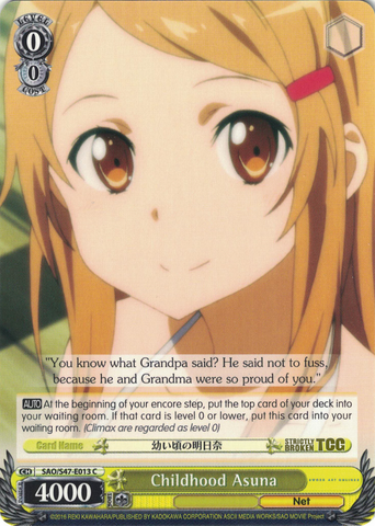 SAO/S47-E013 Childhood Asuna - Sword Art Online Re: Edit English Weiss Schwarz Trading Card Game