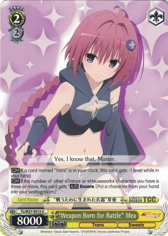 TL/W37-E013 “Weapon Born for Battle” Mea - To Loveru Darkness 2nd English Weiss Schwarz Trading Card Game