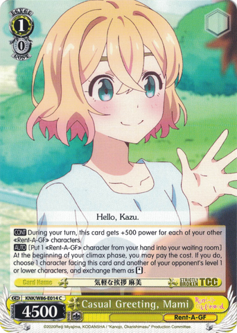 KNK/W86-E014 Casual Greeting, Mami - Rent-A-Girlfriend Weiss Schwarz English Trading Card Game