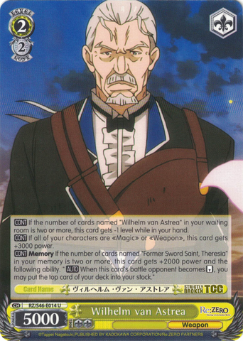RZ/S46-E014 Wilhelm van Astrea - Re:ZERO -Starting Life in Another World- Vol. 1 English Weiss Schwarz Trading Card Game