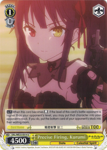 DAL/WE33-E014 Precise Firing, Kurumi - Date A Bullet Extra Booster English Weiss Schwarz Trading Card Game