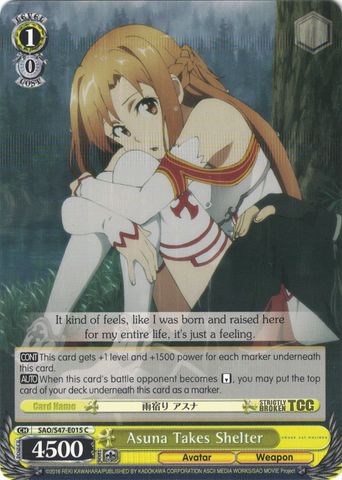 SAO/S47-E015 Asuna Takes Shelter - Sword Art Online Re: Edit English Weiss Schwarz Trading Card Game