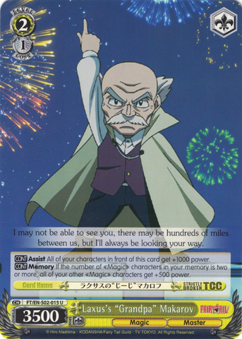 FT/EN-S02-015 Laxus's "Grandpa" Makarov - Fairy Tail English Weiss Schwarz Trading Card Game