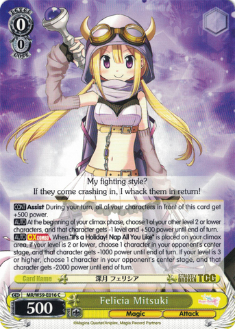 MR/W59-E016 Felicia Mitsuki - Magia Record: Puella Magi Madoka Magica Side Story English Weiss Schwarz Trading Card Game