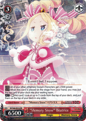 RZ/S68-E016 "Memory Snow" Beatrice - Re:ZERO -Starting Life in Another World- Memory Snow English Weiss Schwarz Trading Card Game