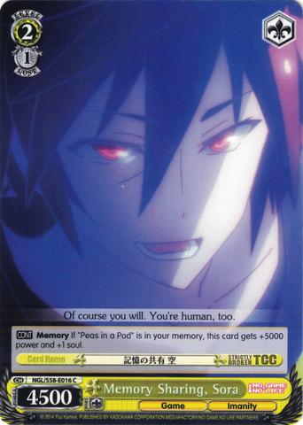 NGL/S58-E016 Memory Sharing, Sora - No Game No Life English Weiss Schwarz Trading Card Game