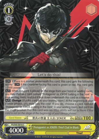 P5/S45-E016 Protagonist as JOKER: Thief Clad in Black - Persona 5 English Weiss Schwarz Trading Card Game