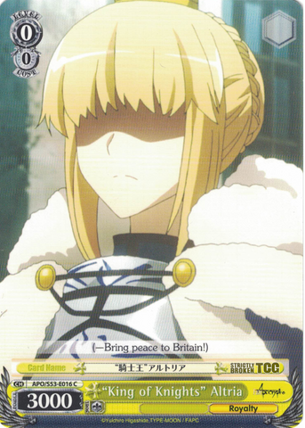 APO/S53-E016 "King of Knights" Altria - Fate/Apocrypha English Weiss Schwarz Trading Card Game
