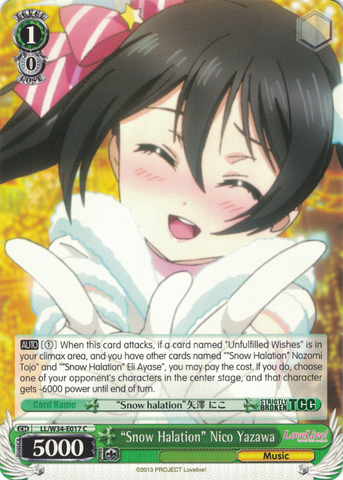 LL/W34-E017 "Snow Halation" Nico Yazawa - Love Live! Vol.2 English Weiss Schwarz Trading Card Game