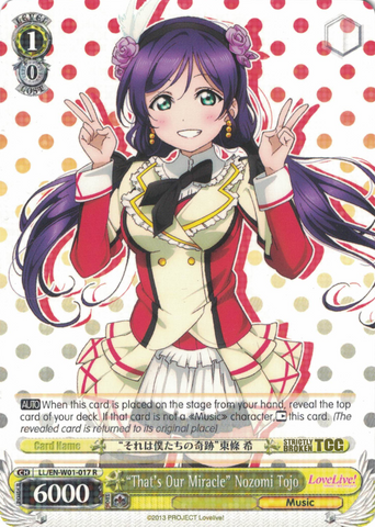 LL/EN-W01-017 "That's Our Miracle" Nozomi Tojo - Love Live! DX English Weiss Schwarz Trading Card Game