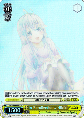 DAL/WE33-E017 In Recollections, Hibiki (Foil) - Date A Bullet Extra Booster English Weiss Schwarz Trading Card Game