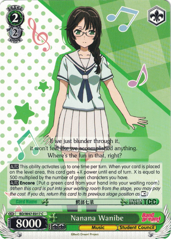 BD/W47-E017	Nanana Wanibe - Bang Dream Vol.1 English Weiss Schwarz Trading Card Game