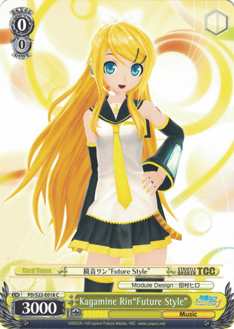 PD/S22-E018 Kagamine Rin"Future Style" - Hatsune Miku -Project DIVA- ƒ English Weiss Schwarz Trading Card Game