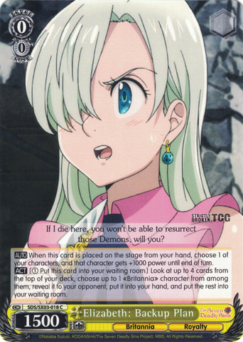 SDS/SX03-018 Elizabeth: Backup Plan - The Seven Deadly Sins English Weiss Schwarz Trading Card Game