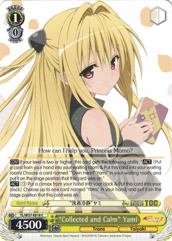 TL/W37-E018 “Collected and Calm” Yami - To Loveru Darkness 2nd English Weiss Schwarz Trading Card Game
