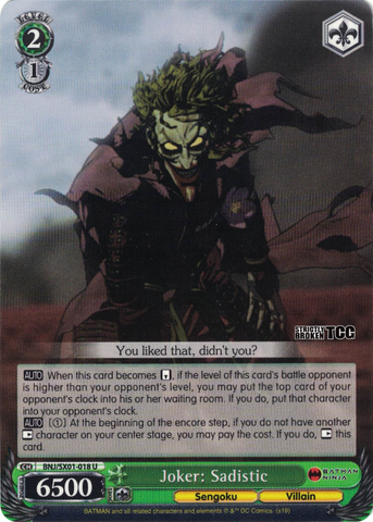 BNJ/SX01-018 Joker: Sadistic - Batman Ninja English Weiss Schwarz Trading Card Game